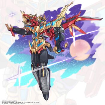clenched_hand floating gridknight_(ssss.gridman) gridman_universe highres kaiser_gridknight mecha mechanical_wings moon no_humans open_hand robot science_fiction shoulder_cannon solo ssss.dynazenon super_robot v-fin visor vistahero wings