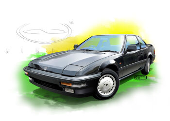 2025 artist_name car commentary_request copyright_notice dated grey_car honda honda_prelude logo motor_vehicle nimbus_goldbrum no_humans original product_placement reflection simple_background vehicle_focus watermark white_background