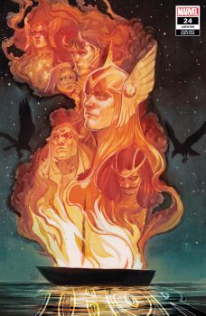 2girls 4boys absurdres angela_(marvel) armor baby balder_(marvel) bird breastplate brother_and_sister brothers character_name comic_cover copyright_logo copyright_name cover cover_page crow facial_hair fake_horns fire hair_tubes helmet highres hood hood_up horned_headwear horns huginn_(mythology) laussa logo loki_(marvel) long_hair looking_to_the_side marvel mature_male multiple_boys multiple_girls muninn_(mythology) mustache night official_art parted_lips sad short_hair siblings sisters spiked_helmet stephanie_hans stubble tears thor_(marvel) thor_(marvel)_(series) tyr_(marvel) upper_body water western_comics_(style) winged_headwear winged_helmet