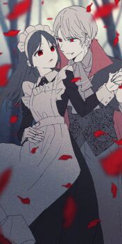 1boy 1girl absurdres apron character_request halloween highres kaguya-sama_wa_kokurasetai_~tensai-tachi_no_renai_zunousen~ long_hair maid maid_apron maid_headdress shirogane_miyuki smile vampire yokoyama_honoka