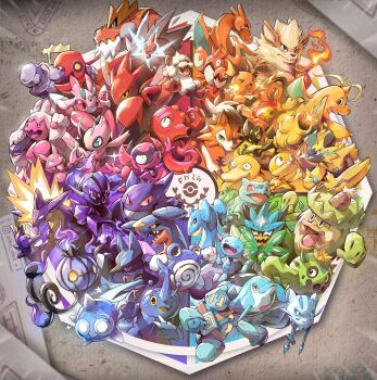 Rule 34 | alternate color, animal ears, arcanine, artist name, bird, bulbasaur, cacnea, cactus, chandelure, character request, charizard, color wheel challenge, colored sclera, corphish, creature, creature focus, creature request, dragon, dragonite, duck, electricity, finizen, fire, garchomp, gen 1 pokemon, gen 2 pokemon, gen 3 pokemon, gen 4 pokemon, gen 5 pokemon, gengar, heracross, highres, lapras, lobster, lucario, ludicolo, mouse ears, multiple drawing challenge, nintendo, no humans, octillery, one eye closed, open mouth, paper, pink sclera, pokemon, pokemon (creature), pokemon focus, poliwhirl, raichu, rotom, scizor, scraggy, shiny pokemon, sparkle, wolf, wooper, yellow sclera, zitto dex