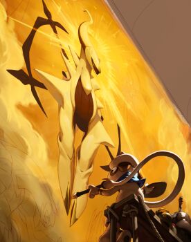 arceus azelf bench blue_scarf dialga gen_2_pokemon gen_4_pokemon halo legendary_pokemon mural mythical_pokemon nintendo no_humans paint_palette paintbrush painting_(action) palkia pokemon pokemon_(creature) realspacejunk rope scarf sitting smeargle unfinished