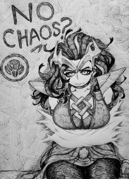 1girl ? animification avengers_(series) breasts chronozbergh highres jacket long_hair looking_at_viewer marvel marvel_rivals medium_breasts meme monochrome scarlet_witch silk simple_background solo sp//dr spider_web wanda_maximoff