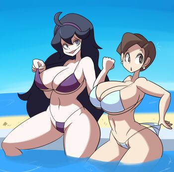 2girls absurdres breasts gabby_(pokemon) hex_maniac_(pokemon) hex_maniac_(pokemon_xy) highres large_breasts multiple_girls nintendo pc-engine_(artist) pokemon pokemon_xy