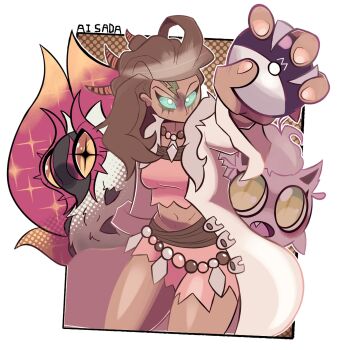 coat funy0nion hair_slicked_back highres jewelry lab_coat master_ball necklace nintendo open_clothes open_coat orange_nails orange_shorts poke_ball pokemon pokemon_sv professor_sada scream_tail shorts slither_wing tooth_necklace