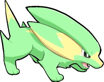 animal_focus black_eyes bright_pupils commentary_request electrike fangs full_body gen_3_pokemon kawaanago lowres nintendo no_humans open_mouth pokemon pokemon_(creature) pokemon_focus solo transparent_background white_pupils