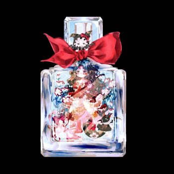 1girl :o against_glass animal argyle_bow argyle_bowtie argyle_clothes bare_shoulders bat_wings beads black_background black_cloak black_hair black_wings bottle bow bowtie brown_eyes cat chibi chinese_commentary cloak clothed_animal commentary_request crimson_rhapsody_(infinity_nikki) dress ear_covers esseling_(infinity_nikki) expressionless facepaint fake_wings felispirit_sack_(infinity_nikki) flower frilled_dress frills gown hair_bow hand_on_glass hime_lolita hood hood_up hooded_cloak in_bottle in_container infinity_nikki light_blush lolita_fashion long_hair momo_(nikki) multiple_hair_bows nikki_(series) off-shoulder_dress off_shoulder official_alternate_costume parted_lips perfume_bottle puffy_short_sleeves puffy_sleeves red_bow red_dress shanyu619429 short_sleeves simple_background very_long_hair wavy_hair white_cat white_flower wings yellow_bow yellow_bowtie