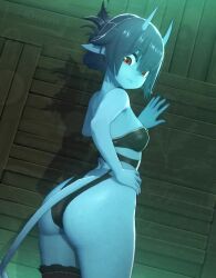 1girl 3d 60+fps animated anna_anon ass ass_focus blue_skin colored_skin hairdressing highres horns huge_ass interior panties pointy_ears red_eyes solo_focus tagme tail thick_thighs thighs underwear video wide_hips