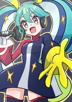 1girl absurdres hatsune_miku highres kichi_(erkz2532) nintendo open_mouth pokemon project_voltage solo twintails vocaloid