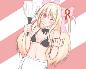 1girl bikini breasts chaos_marie_(grimms_notes) closed_mouth fknotow grimms_notes maid_bikini small_breasts smile solo unconventional_maid