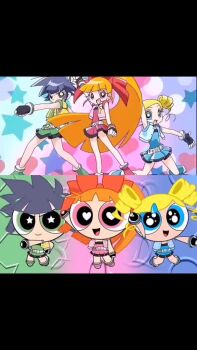 akazutsumi_momoko animated belt black_hair blonde_hair blossom_(ppg) blue_eyes blue_leotard blue_skirt blue_uniform bow bubble_background bubbles_(ppg) buttercup_(ppg) cartoon_network child comparison denim denim_skirt dress goutokuji_miyako green_eyes green_hat green_leotard green_short green_uniform hair_ornament hat heart heart-shaped_pupils heart_background hyper_blossom jewelry large_bow leotard magical_girl matsubara_kaoru messy_hair necktie orange_hair pink_eyes pink_leotard pink_sleeves pink_uniform ponytail posng powered_buttercup powerpuff_girls_(2016) powerpuff_girls_z red_bow ring rolling_bubbles school_uniform shirt shoes short_hair shorts skirt smile socks star-shaped_pupils star_(symbol) star_symbol_background striped_sleeves superheroine_costume symbol-shaped_pupils tagme toei_company tomboy transformation twintails vest video warner_bros. white_shirt wxi_to yellow_shirt