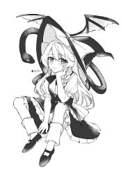 Rule 34 | 1girl, absurdres, artist name, blush, bow, bowtie, braid, chinese commentary, cindy717, closed mouth, commentary request, evil dragon (touhou), greyscale, hand on own cheek, hand on own face, hat, hat bow, highres, kirisame marisa, long hair, monochrome, short sleeves, side braid, single braid, sitting, snake, solo, touhou, witch hat