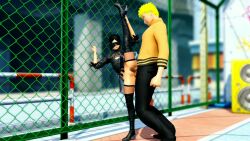 1boy 1girl 2b_(nier:automata) 2b_(nier:automata)_(cosplay) 3d against_fence age_difference anal animated black_footwear black_hair blindfold blonde_hair boots boruto:_naruto_next_generations cleft_of_venus clothed_sex cosplay erection fence full_body hetero high_heel_boots high_heels highres leg_up legs legs_apart loli long_legs naruto_(classic) naruto_(series) outdoors penis ponchi public_indecency pussy sex sex_from_behind short_hair sound split spread_legs standing standing_on_one_leg standing_sex standing_split tagme thigh_boots uchiha_sarada uzumaki_naruto video