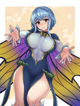 Rule 34 | 1girl, absurdres, alternate costume, blue hair, breasts, brown eyes, butterfly wings, fairy, fairy wings, fire emblem, fire emblem: three houses, fire emblem heroes, hayato stuff, highres, insect wings, large breasts, marianne von edmund, nintendo, shiny clothes, solo, wings