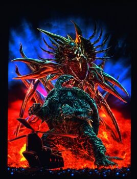 Rule 34 | aircraft, alien, bleeding, blood, blue eyes, boeing, boeing defense, space &amp; security, bug, ch-47 chinook, claws, colored blood, crustacean, daiei film, epic, explosion, fire, gamera, gamera (series), gamera 2: attack of legion, giant, giant monster, glowing, glowing eyes, green blood, green eyes, helicopter, kaiju, legion (gamera), military, military vehicle, monster, mother and child, movie poster (medium), multiple persona, official art, ohrai noriyoshi, parent and child, pincers, sea monster, shell, soldier legion, space monster, swarm, tail, textless version, turtle, turtle shell, tusks