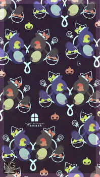 alternate_color candy food gen_5_pokemon ghost halloween halloween_bucket hat highres holding jack-o&#039;-lantern lollipop mask meme_(sleepsheep) nintendo no_humans pokemon pokemon_(creature) pokemon_focus pumpkin red_eyes shiny_pokemon swirl_lollipop witch_hat yamask yellow_eyes