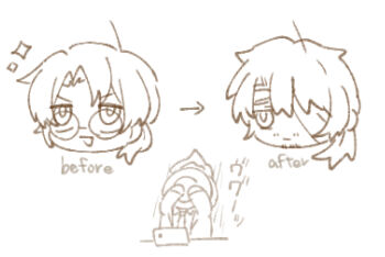 Rule 34 | 1other, :d, absurdres, ahoge, arrow (symbol), bandage on face, bandage over one eye, bandaged head, bandages, beard stubble, cellphone, chibi, chibi only, clock, closed mouth, covering face, covering own eyes, covering own face, dante (limbus company), english text, expressionless, facial hair, fire, g corp. (identity) (project moon), glasses, gregor (project moon), greyscale, hair between eyes, hands over face, happy, highres, jitome, lily26983455, limbus company, long hair, looking at viewer, low ponytail, male focus, monochrome, motion lines, multiple views, object head, one eye covered, open mouth, parted bangs, phone, ponytail, project moon, round eyewear, simple background, sketch, smartphone, smile, solo, sparkle, stubble, triangle mouth, upper body, v-shaped eyebrows, white background