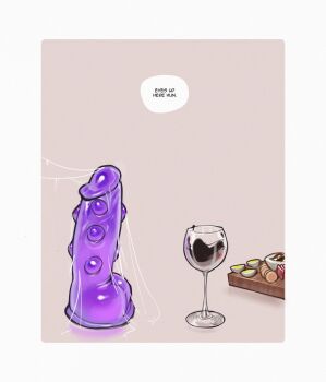border commentary cup dildo drinking_glass english_commentary english_text food highres no_humans original outside_border sex_toy thatmfdiego white_border wine_glass