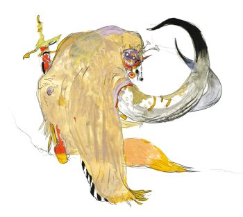 Rule 34 | 1boy, amano yoshitaka, artist name, colored skin, final fantasy, final fantasy iv, full body, hood, looking at viewer, looking to the side, no pupils, official art, purple skin, scarmiglione, sharp teeth, solo, sword, teeth, third-party source, weapon, yellow cloak, zombie