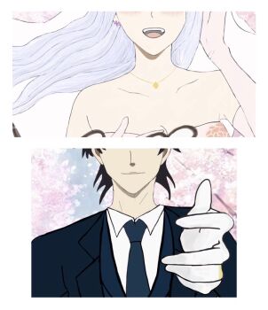 1boy 1girl black_clover black_hair dress lovers marriage noelle_silva wedding wedding_dress yuno_(black_clover)