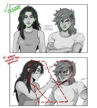 2girls absurdres arcane_caitlyn commentary english_commentary english_text facial_verification heart highres imminent_oral implied_oral league_of_legends lewd_security_verification meme multiple_girls riot_games trend twitter_link twitter_trend vi_(league_of_legends) violet_trashie white_background yuri