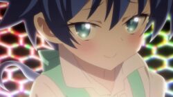 1boy :> androgynous animated aqua_eyes bare_legs blue_eyes blue_hair highres lloyd_de_saloum low_ponytail male_focus micro_shorts open_mouth ponytail running screencap sexually_suggestive shiny_skin shirt short_shorts shorts shota sound tagme tensei_shitara_dai_nana_oji_datta_no_de:_kimama_ni_majutsu_o_kiwamemasu trap video white_shirt wide_hips