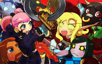 3boys 6+girls blood_elf_(warcraft) charalue draenei dwarf elf gnome goblin monochrome multiple_boys multiple_girls murloc night_elf_(warcraft) night_elf_(warcraft) orc pointy_ears tauren_(warcraft) troll troll_(warcraft) undead warcraft worgen world_of_warcraft