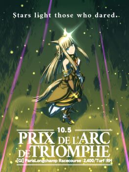 1girl alternate_language animal_ears bare_shoulders black_gloves black_thighhighs blue_eyes blunt_bangs breasts chrono_genesis_(prismatic_curator)_(umamusume) chrono_genesis_(umamusume) closed_mouth commentary commentary_request detached_sleeves dress english_commentary gloves grey_hair hair_between_eyes horse_ears horse_girl horse_tail long_hair peeta shoes small_breasts smile solo tail thighhighs umamusume