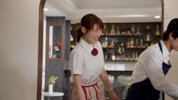 1boy 1girl animated ass bouncing_breasts bra bra_pull breasts censored clothes_pull cum cum_in_pussy fellatio fingering from_behind japanese_(nationality) kiss large_breasts nipples older_female_and_younger_male oral photo_(medium) ponytail real_life roe-319 sex sex_from_behind sound tagme underwear vaginal veins veiny_breasts video waitress