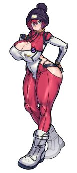 1girl amate_yuzuriha breasts cleavage gundam gundam_gquuuuuux large_breasts mold_(pixiv6616319) simple_background solo white_background