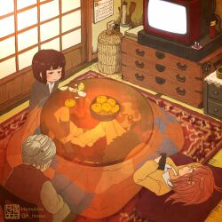 3girls :p :t animal animated backscratcher black_legwear blush bob_cut brown_eyes cabinet calendar_(object) carpet cat checkered_blanket closed_mouth controller cup denki_anma drawer eating feet female_ejaculation female_focus female_footjob female_orgasm food footjob footjob_under_table forced_orgasm fruit grin gyaru highres homura_hinase indoors kotatsu long_sleeves loose_socks lying masturbation multiple_girls no_shoes on_back open_mouth orange_(fruit) orgasm orgasm_denial original panties panties_around_leg peeing peeing_self peeling pussy pussy_juice red_eyes remote_control rug sitting skirt sleeves_past_wrists smile socks stealth_masturbation stealth_sex sweatdrop table tears television tongue tongue_out twitter_username uncensored under_kotatsu under_table underwear undressing unworn_panties video watching_television watermark wet wet_clothes wet_panties white_legwear wicker_basket x-ray yuri
