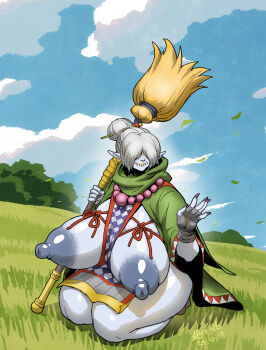 Rule 34 | 1girl, absurdres, babamon, breasts, digimon, digimon (creature), female focus, fingerless gloves, gloves, highres, nail polish, old, old woman, solo