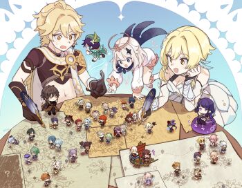 >_< 6+boys 6+girls ? aether_(genshin_impact) ahoge albedo_(genshin_impact) amber_(genshin_impact) animal animal_ears animal_hood ayaka_(genshin_impact) baizhu_(genshin_impact) barbara_(genshin_impact) beidou_(genshin_impact) bennett_(genshin_impact) bird black_gloves black_hair blonde_hair blue_hair braid breasts brown_hair cape cat_ears cat_girl chongyun_(genshin_impact) cleavage crab crossed_arms dark-skinned_female dark-skinned_male dark_skin detached_sleeves diluc_(genshin_impact) diona_(genshin_impact) double_bun dress earrings eula_(genshin_impact) everyone eyepatch fake_horns fischl_(genshin_impact) flower fox_boy fox_ears ganyu_(genshin_impact) genshin_impact glasses gloves goggles goggles_on_head gorou_(genshin_impact) gradient_hair green_hair grey_hair guoba_(genshin_impact) habit hair_between_eyes hair_bun hair_flaps hair_ornament hairband hairpin halo hat headband highres holding hood hood_up horned_headwear horns hu_tao_(genshin_impact) idomiz jacket japanese_clothes jean_(genshin_impact) jewelry kaedehara_kazuha kaeya_(genshin_impact) keqing_(genshin_impact) klee_(genshin_impact) kujou_sara leaf leaf_on_head light_blue_hair lisa_(genshin_impact) long_hair long_sleeves lumine_(genshin_impact) lying maid_headdress map mask mask_on_head mini_person miniboy minigirl mona_(genshin_impact) multicolored_hair multiple_boys multiple_girls ningguang_(genshin_impact) noelle_(genshin_impact) on_side open_mouth orange_hair oz_(genshin_impact) paimon_(genshin_impact) pants partially_fingerless_gloves pink_hair ponytail purple_hair purple_headwear qiqi_(genshin_impact) quill raiden_shogun razor_(genshin_impact) red_hair romper rosaria_(genshin_impact) ruin_guard_(genshin_impact) sangonomiya_kokomi sayu_(genshin_impact) scarf short_hair single_braid single_earring sitting slime_(genshin_impact) standing streaked_hair sucrose_(genshin_impact) sweat tartaglia_(genshin_impact) thoma_(genshin_impact) twintails venti_(genshin_impact) watercraft white_hair white_romper wings witch_hat xiangling_(genshin_impact) xiao_(genshin_impact) xingqiu_(genshin_impact) xinyan_(genshin_impact) yae_miko yanfei_(genshin_impact) yellow_eyes yoimiya_(genshin_impact) zhongli_(genshin_impact)