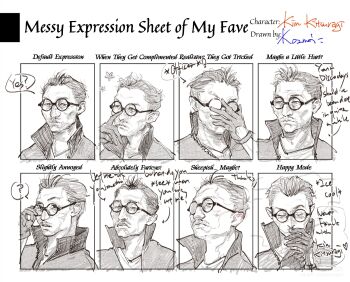 1boy ? adjusting_eyewear bomber_jacket character_name commentary crew_neck disco_elysium english_commentary english_text glasses gloves greyscale hand_up highres jacket kim_kitsuragi kozmoraven1610 monochrome multiple_expressions multiple_views popped_collar portrait short_hair spoken_question_mark