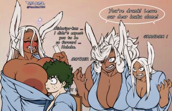 1boy 3girls age_difference boku_no_hero_academia breasts franchico1994 grandmother_and_granddaughter height_difference highres huge_breasts mirko mother_and_daughter multiple_girls muscular muscular_female muscular_male original usagiyama_romi_(franchico1994) usagyama_mika_(franchico1994)