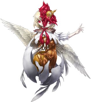 1girl baby_animal bad_id bad_pixiv_id bird blonde_hair chick chicken commentary_request cracked_egg egg egg_yolk feathered_wings feathers female_focus fetus full_body mazeran mechanical_pencil niwatari_kutaka pencil red_eyes short_hair smile solo touhou transparent_background white_background wily_beast_and_weakest_creature wings