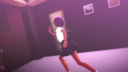 1girl 3d animated artist_request ass ass_shake blush breasts brown_hair classroom dancing dark-skinned_female dark_skin female_focus full_body highres mikumikudance_(medium) mizuki_yukikaze mizuki_yukikaze_(future) panties pink_eyes school school_uniform shiny_skin shoes simple_background skirt small_breasts socks solo sound standing tagme taimanin_(series) taimanin_rpgx taimanin_yukikaze underwear video white_panties wide_hips