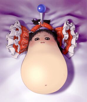 abuse animated animated_gif bed_sheet bottomless brown_eyes brown_hair conjoh crying frills from_below frown furrowed_brow hakurei_reimu lying matching_hair/eyes no_nose on_back on_bed pin short_hair solo tareme tears teeth touhou upper_teeth_only what