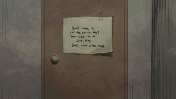 Rule 34 | angela he, english text, highres, missed messages, muted color, no humans, non-web source, note, official art, scenery, tape