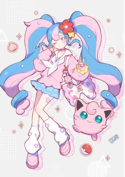 Rule 34 | 1girl, absurdres, fairy miku (project voltage), gen 1 pokemon, hatsune miku, highres, jigglypuff, nintendo, pokemon, pokemon (creature), project voltage, shi shi, twintails, vocaloid