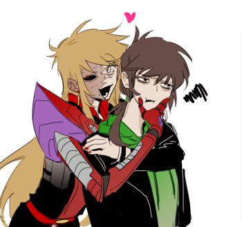 Rule 34 | 2girls, :d, antenna hair, bags under eyes, behind another, black eyes, black jacket, black mouth, black sclera, blonde hair, brown hair, chinese commentary, colored sclera, commentary request, drawstring, earrings, edd (eddsworld), eddsworld, ell (eddsworld), empty eyes, frown, furrowed brow, future edd (eddsworld), future tord (eddsworld), green hoodie, hair tie, hand on another's chin, hand on another's shoulder, heart, heterochromia, hood, hood down, hoodie, jacket, jacket over hoodie, jewelry, long hair, long sleeves, looking to the side, low ponytail, lower teeth only, mechanical arms, mismatched sclera, multiple girls, nail polish, open clothes, open jacket, open mouth, ponytail, red eyes, red nails, scar, scar on face, simple background, single mechanical arm, smile, squiggle, swept bangs, teeth, the beginning and the friend, tord (eddsworld), tori (eddsworld), uneven eyes, upper body, upturned eyes, very long hair, white background, white eyes, xic94