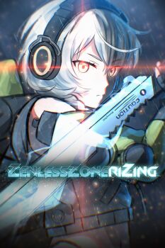 anby_demara headphones highres metal_gear_(series) metal_gear_rising:_revengeance reference sword weapon white_hair zenless_zone_zero