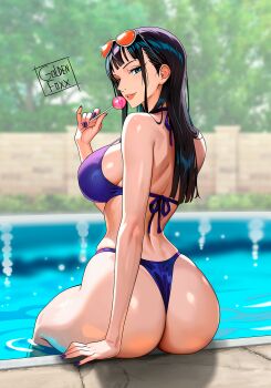 1girl ass bikini breasts goldenfoxx huge_breasts long_hair nico_robin one_piece swimsuit