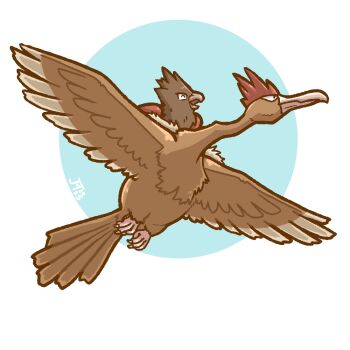 beak bird brown_feathers crittercup evolutionary_line fearow feathered_wings feathers flying gen_1_pokemon nintendo no_humans pokemon pokemon_(creature) spearow wings