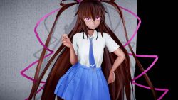 1girl 3d anal anal_object_insertion animated artist_request ass ass_shake blush breasts brown_hair dancing dark-skinned_female dark_skin female_focus full_body hair_ribbon highres long_hair mikumikudance_(medium) mizuki_yukikaze object_insertion pink_eyes ribbon school_uniform sex_toy shiny_skin shoes simple_background skirt small_breasts solo sound standing tagme taimanin_(series) taimanin_rpgx taimanin_yukikaze tan tanline thighhighs very_long_hair video wide_hips