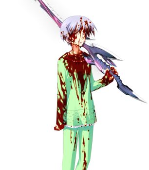 1girl blood blood_in_hair blood_on_clothes blood_on_face blood_on_hands blue_hair chaos;head closed_eyes d-sword facing_viewer game_cg green_pants green_shirt holding holding_sword holding_weapon hospital_gown kishimoto_ayase matsuo_yukihiro non-web_source official_art open_mouth pants science_adventure shirt short_hair smile solo sprite sword transparent_background weapon