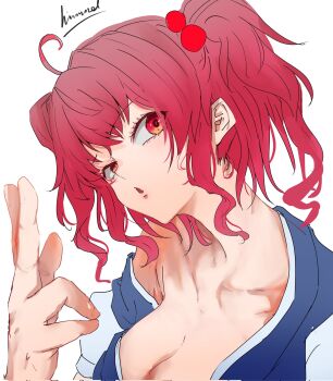 1girl breasts cleavage highres medium_breasts nuru_himmel onozuka_komachi red_eyes red_hair tagme touhou