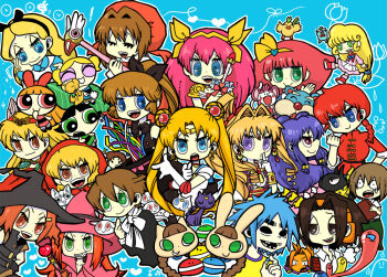 00s 1990s_(style) 2d_(gorillaz) 6+girls ai_tenshi_densetsu_wedding_peach akazukin_chacha alice_(alice_in_wonderland) alice&#039;s_adventures_in_wonderland amidamaru animalization artemis_(sailor_moon) asakura_yoh bemani bishoujo_senshi_sailor_moon blonde_hair blossom_(ppg) blue_eyes blue_sailor_collar bow braid brown_eyes bubbles_(ppg) buttercup_(ppg) cardcaptor_sakura cat chacha chacha_(akazukin_chacha) chamo_(minky_momo) character_request child chocolat_meilleure crossover disney dual_persona emita fuuin_no_tsue genderswap genderswap_(mtf) gorillaz green_eyes hana_no_mahoutsukai_mary_bell hanasaki_momoko haneoka_meimi hat kaitou_saint_tail kamikaze_kaitou_jeanne kero_(cardcaptor_sakura) kinomoto_sakura kinomoto_sakura_(magician) kukku_bukku_(minky_momo) kusakabe_maron long_hair low-tied_long_hair luna_(sailor_moon) magical_girl magical_princess mahou_no_princess_minky_momo mary_bell mimi_(pop&#039;n_music) minky_momo multiple_crossover multiple_girls nyami_(pop&#039;n_music) oyamada_manta p-chan pink_hat ponytail pop&#039;n_music powerpuff_girls ranma-chan ranma_1/2 retro_artstyle riiya riiya_(akazukin_chacha) rupipi_(minky_momo) sailor_collar sailor_moon saint_tail saotome_ranma shaman_king shiine shiine_(akazukin_chacha) single_braid source_request stuart_pot sugar_sugar_rune toon_(style) tsukino_usagi wedding_peach wolf yellow_bow