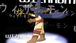 animated candmon cape digimon digimon_(creature) evolution gloves hat looking_at_viewer skull solo video wizard wizard_hat wizarmon