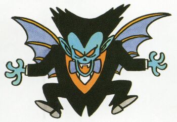 Rule 34 | 1boy, bat wings, black hair, black suit, black tailcoat, blue skin, bow, bowtie, colored sclera, colored skin, creature, creature focus, drac the vlad, dragon quest, dragon quest iii, fangs, formal clothes, male focus, no pupils, official art, pointy ears, purple bow, purple bowtie, red sclera, red shirt, scan, scan artifacts, shirt, short hair, solo, suit, third-party source, toriyama akira, vampire, white background, widow's peak, wings